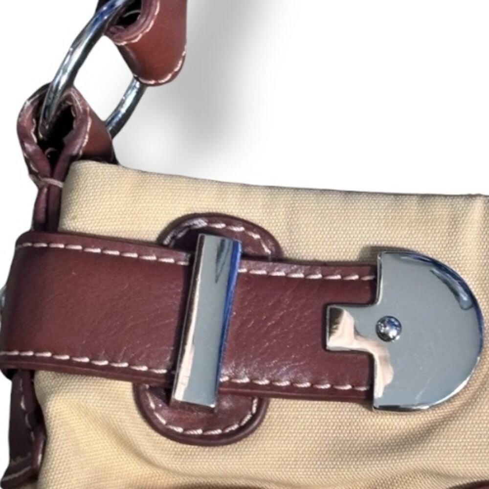 Vintage Etienne Aigner Beige Canvas Leather Shoulder Bag Classic Neutral Purse - Picture 7 of 13